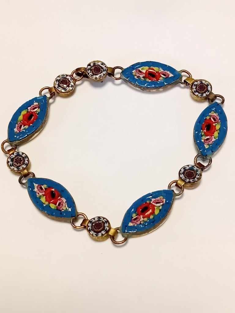 Bracelet vintage Micro Mosaïque italienne - État collection, Ophalen of Verzenden, Blauw
