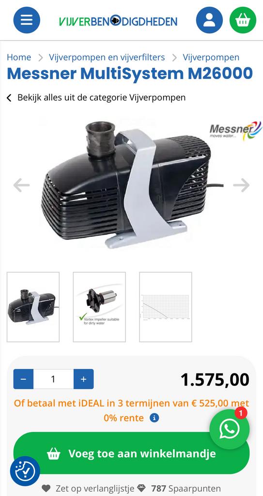 Messner m26000 vijverpomp, Enlèvement, Comme neuf