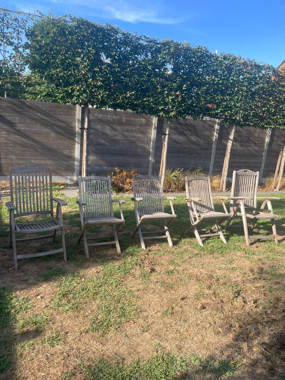 5 teak stoelen, Enlèvement, Utilisé
