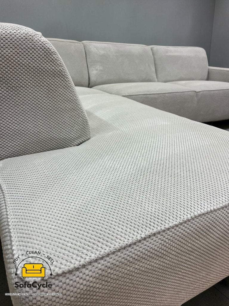 Hoekzetel wit bouclé, vaste kussens, hoek rechts – nieuw, Gebruikt, Zonnestraat 223-229, 9600 Ronse, België, Info@sofacycle.be