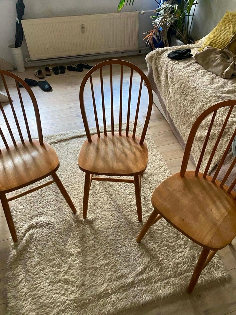 3 IKEA Skogsta-stoelen!, Ophalen, Gebruikt, Scandinave, Drie