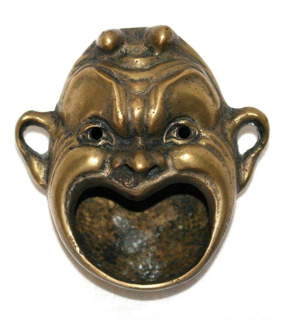 Antiek asbak - Satyr - brons, Enlèvement, Peinture à l'huile