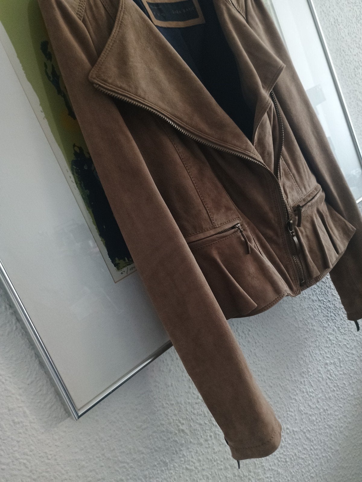 ZARA suede jasje bruin  M, Kleding | Dames, Jasjes, Kostuums en Pakken, Maat 38/40 (M), Bruin, Zara, Ophalen of Verzenden