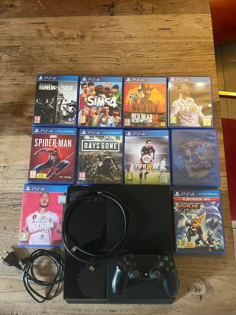 PlayStation 4 bundel, Games en Spelcomputers, Spelcomputers | Sony PlayStation 4, Gebruikt, Original, 500 GB, Met 1 controller