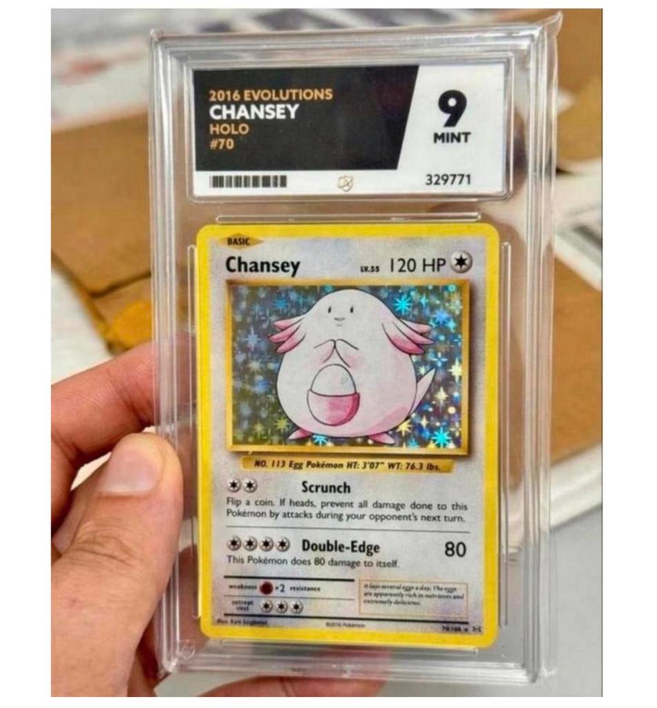 Carte Pokémon EVOLUTIONS CHANSEY HOLO #70 ACE grade 9 2016, Enlèvement ou Envoi, Comme neuf, Cartes en vrac, Foil
