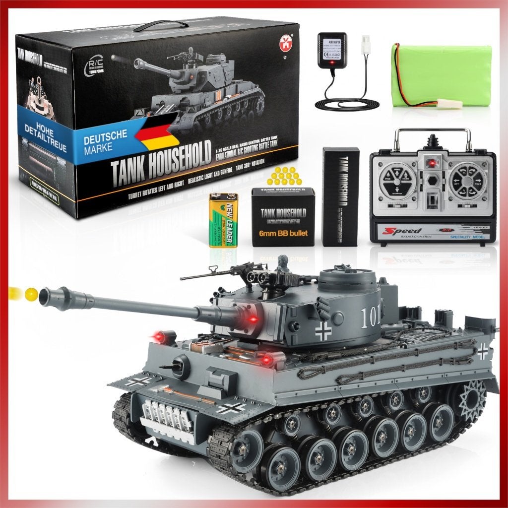 Kit de modèle 1:16 de char RC contrôlable allemand Tigrerir, Neuf, Voiture on road, Échelle 1:16, Électro