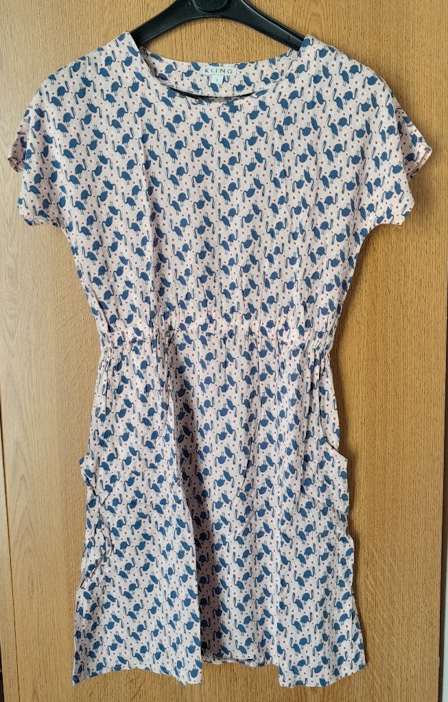 Prachtig roze-blauw zomerkleedje maat XS, 100% katoen, Kleding | Dames, Kling, Ophalen of Verzenden, Zo goed als nieuw, Roze