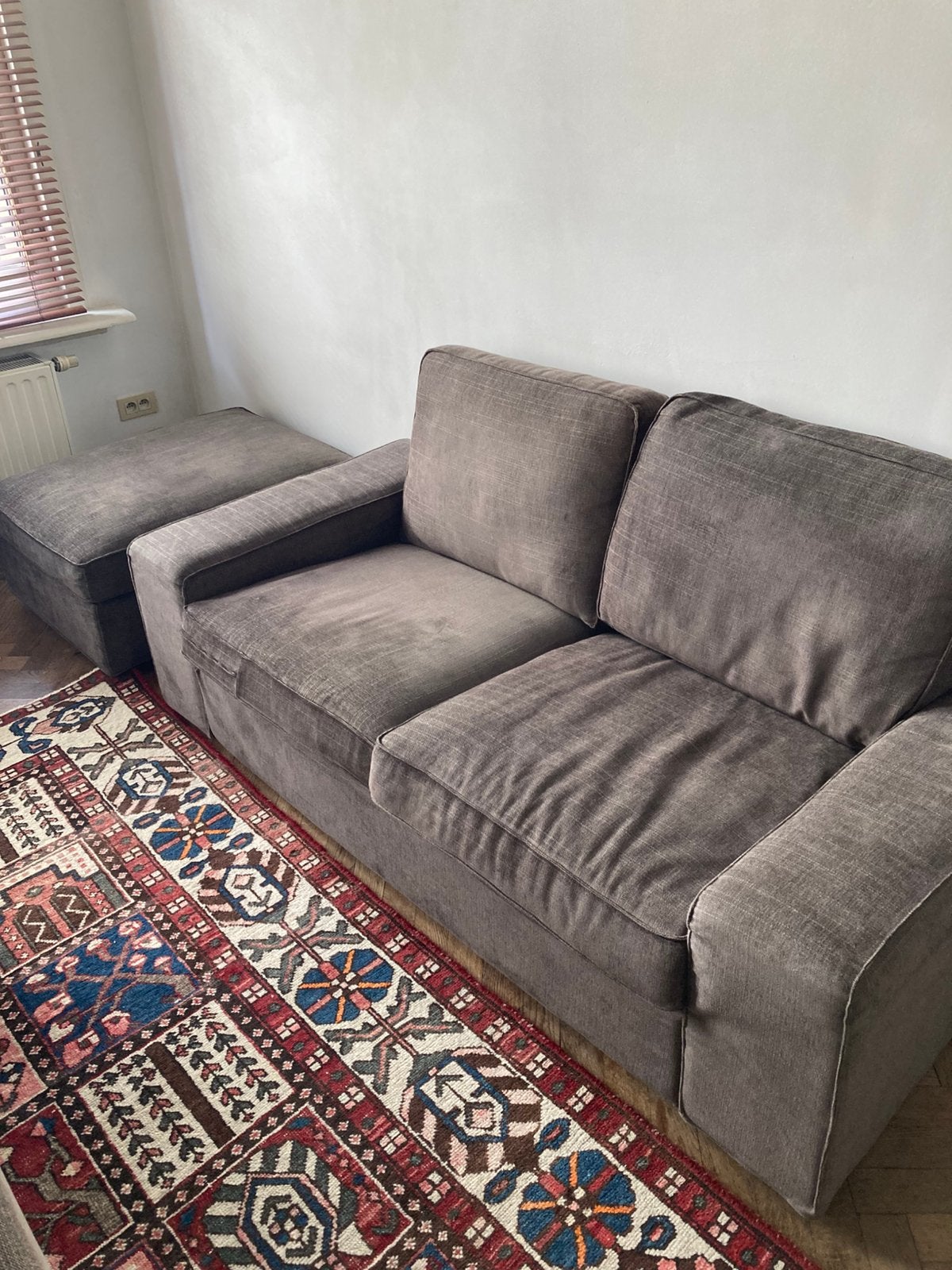 Canapé avec pouf assorti, Maison & Meubles, Canapés | Coins salons complets, Enlèvement, Utilisé, Tissus