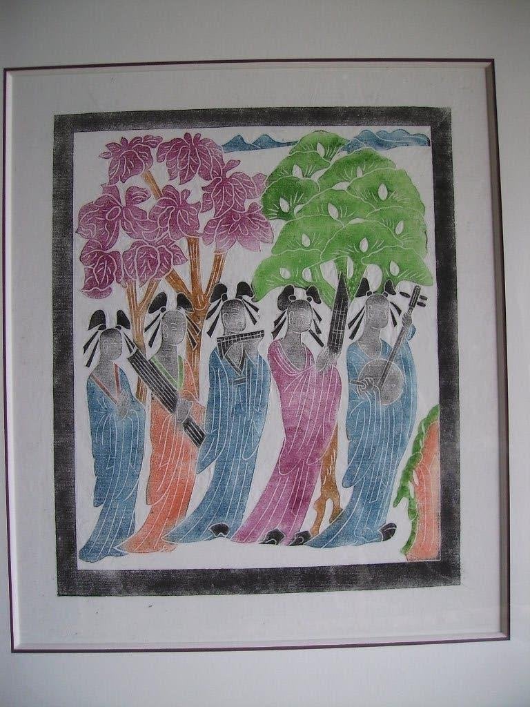 steendruk kleur - Nepal - ambachtelijk, Ophalen, Oosters, Papier/karton, Nieuw