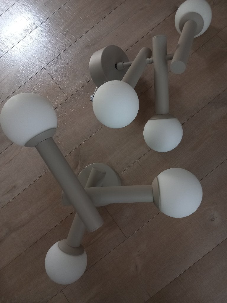 Lamp: luster met 3 lampebollen, 2 stuks, Ophalen, Zo goed als nieuw, E14 (klein)