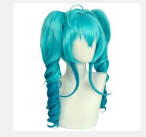Blauwe gradient anime cosplay pruik dubbele paardenstaart, Handtassen en Accessoires, Uiterlijk | Haarverzorging, Ophalen of Verzenden