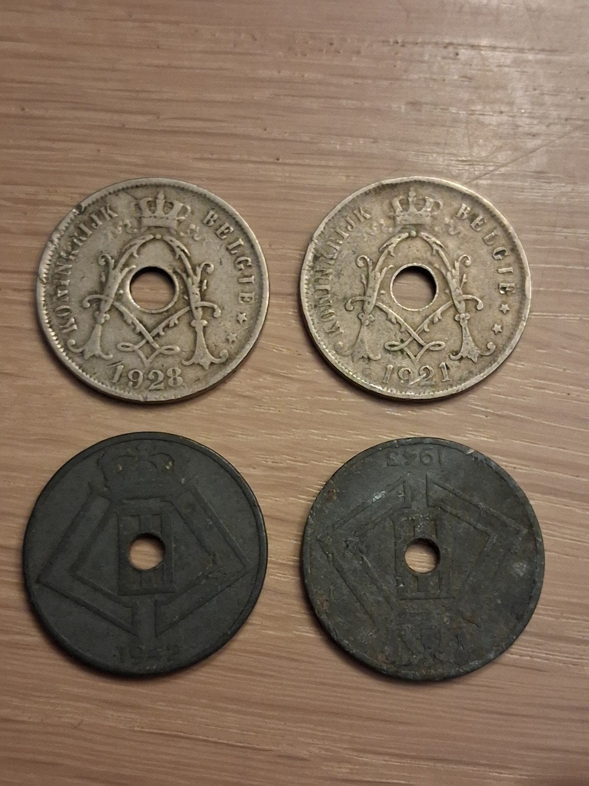4 oude Belgische muntstukken 25 centiem, Enlèvement, Monnaie en vrac
