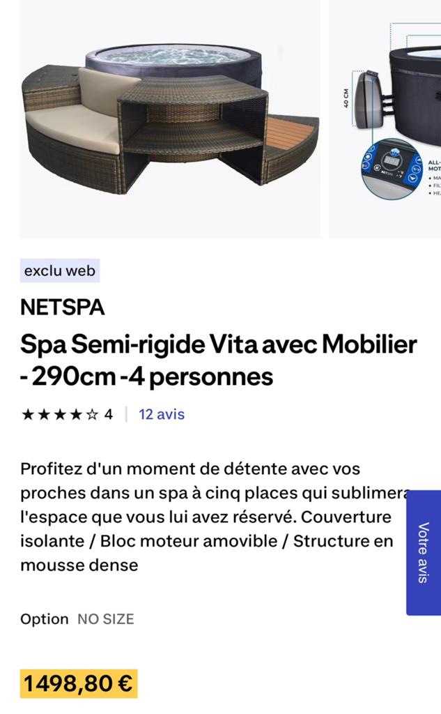 Netspa + mobilier neuf ( servi 3 fois ), Enlèvement ou Envoi, Comme neuf