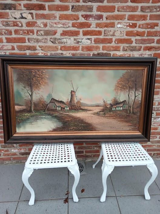 schilderij op doek Vlaams landschap van VERBIST L 30€., Ophalen