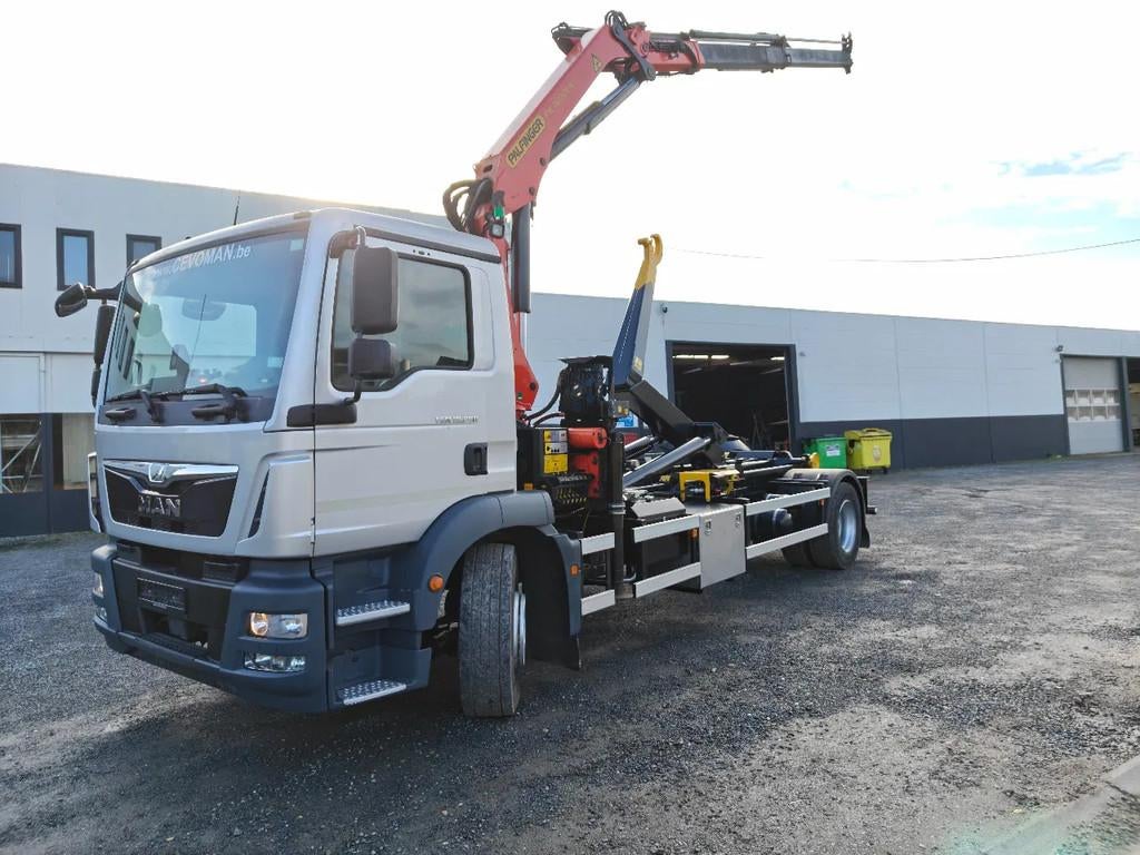 MAN TGM 18.290 Container JIMECA + Crane Palfinger PK16001, Autos, Argent ou Gris, Achat, Euro 6, Entreprise