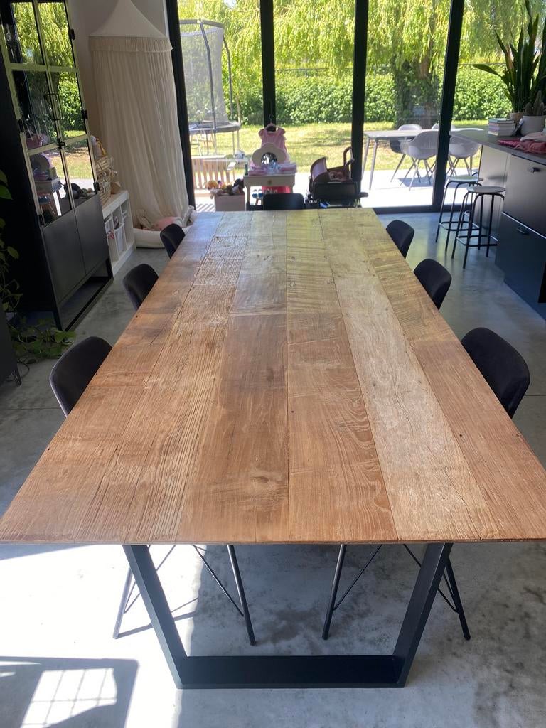 Houten eettafel, Huis en Inrichting, Ophalen, Gebruikt, 100 tot 150 cm, Eikenhout