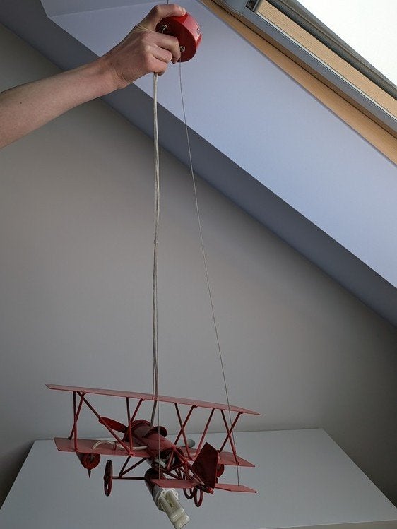 chambre d'enfant - lampe en forme d'avion biplan rouge, Rouge, Enlèvement, Utilisé, Lampe