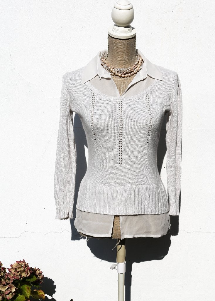 Pull chemisier gris perle - S/M - Nougat London, Gris, Enlèvement ou Envoi, Taille 36 (S), Comme neuf
