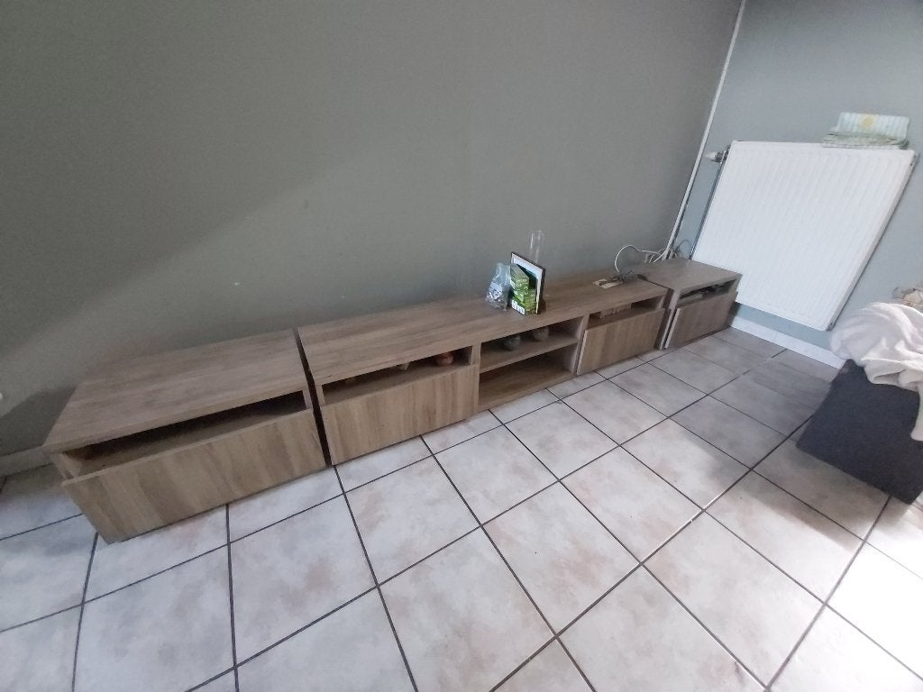 Ensemble meuble TV IKEA BESTÅ – Effet Chêne – 3 modules, 25 à 50 cm, 200 cm ou plus, Moins de 100 cm, Enlèvement