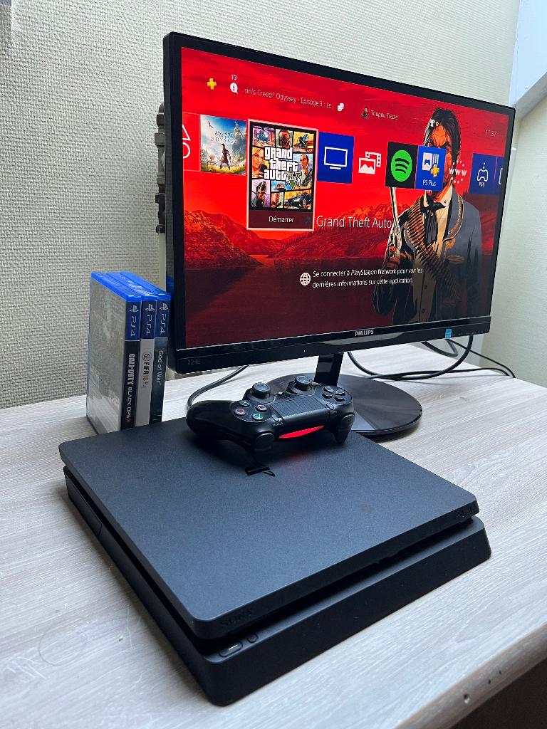 Pack PlayStation 4 (PS4) + 1 Manette Officielle + 3 Jeux, 500 GB, Avec 1 manette, Comme neuf, Enlèvement