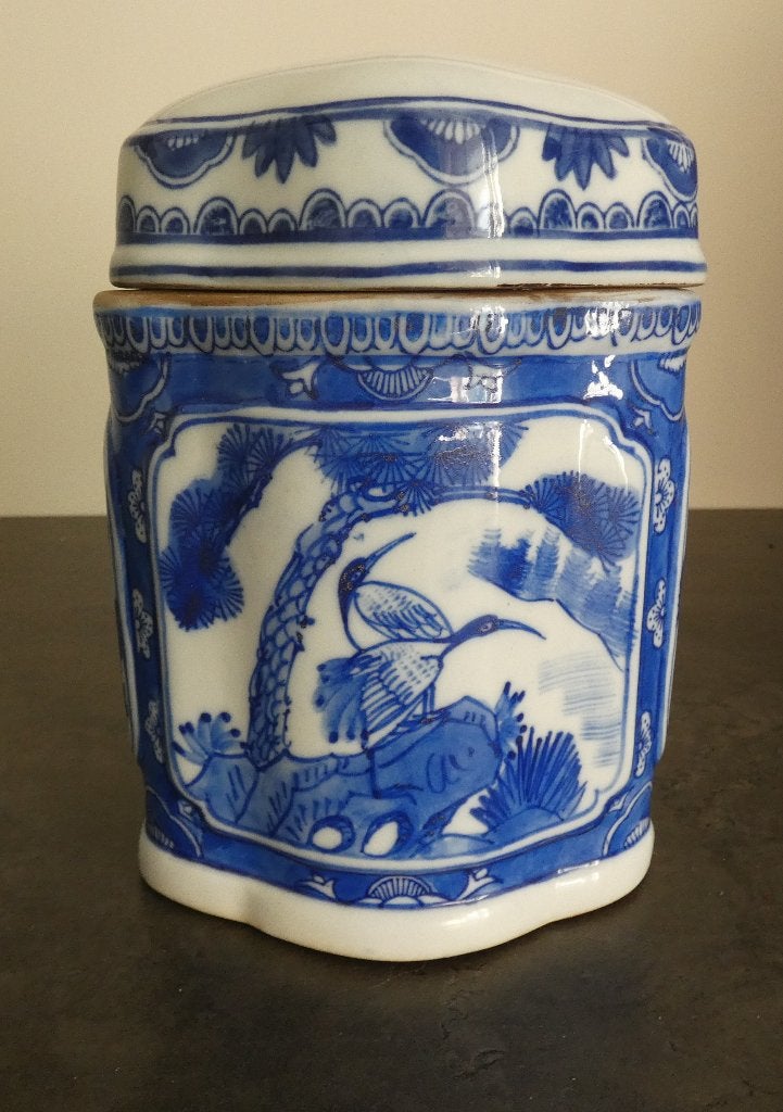 Antieke Chinese Blauw-Witte Gemberpot met Kraanvogels [1651], Antiek en Kunst, Antiek | Porselein, Ophalen of Verzenden