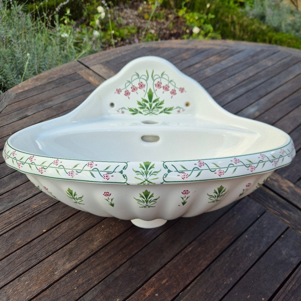 Supermooi fonteintje schelpvorm rood/groen decor, Bricolage & Construction, Enlèvement, Comme neuf, Pierre, Lavabo