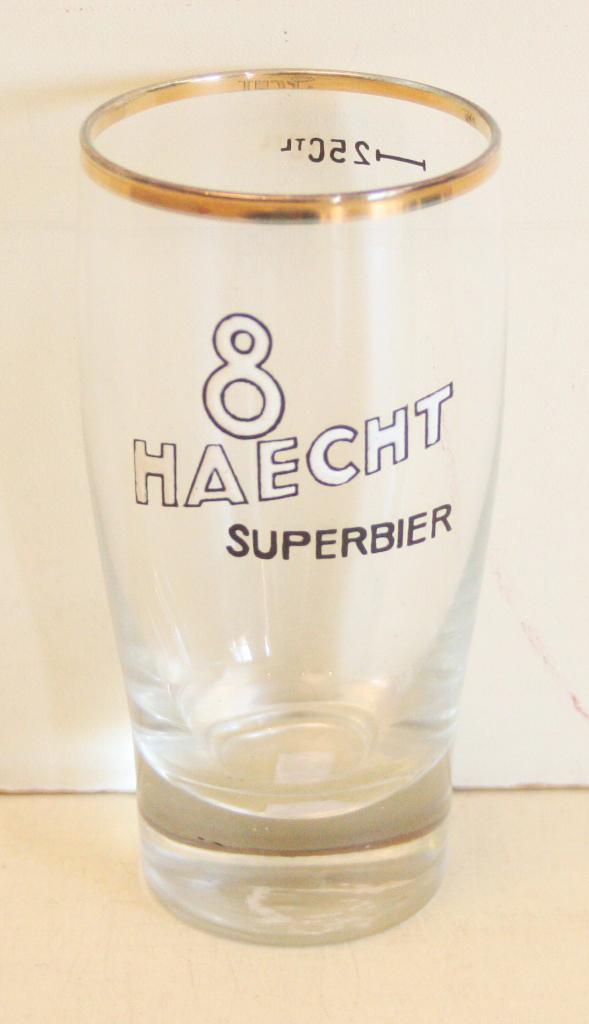 8 Haecht Superbier Pilsglas / Emaille Logo & Gouden Randje, Enlèvement ou Envoi, Comme neuf, Verre ou Verres
