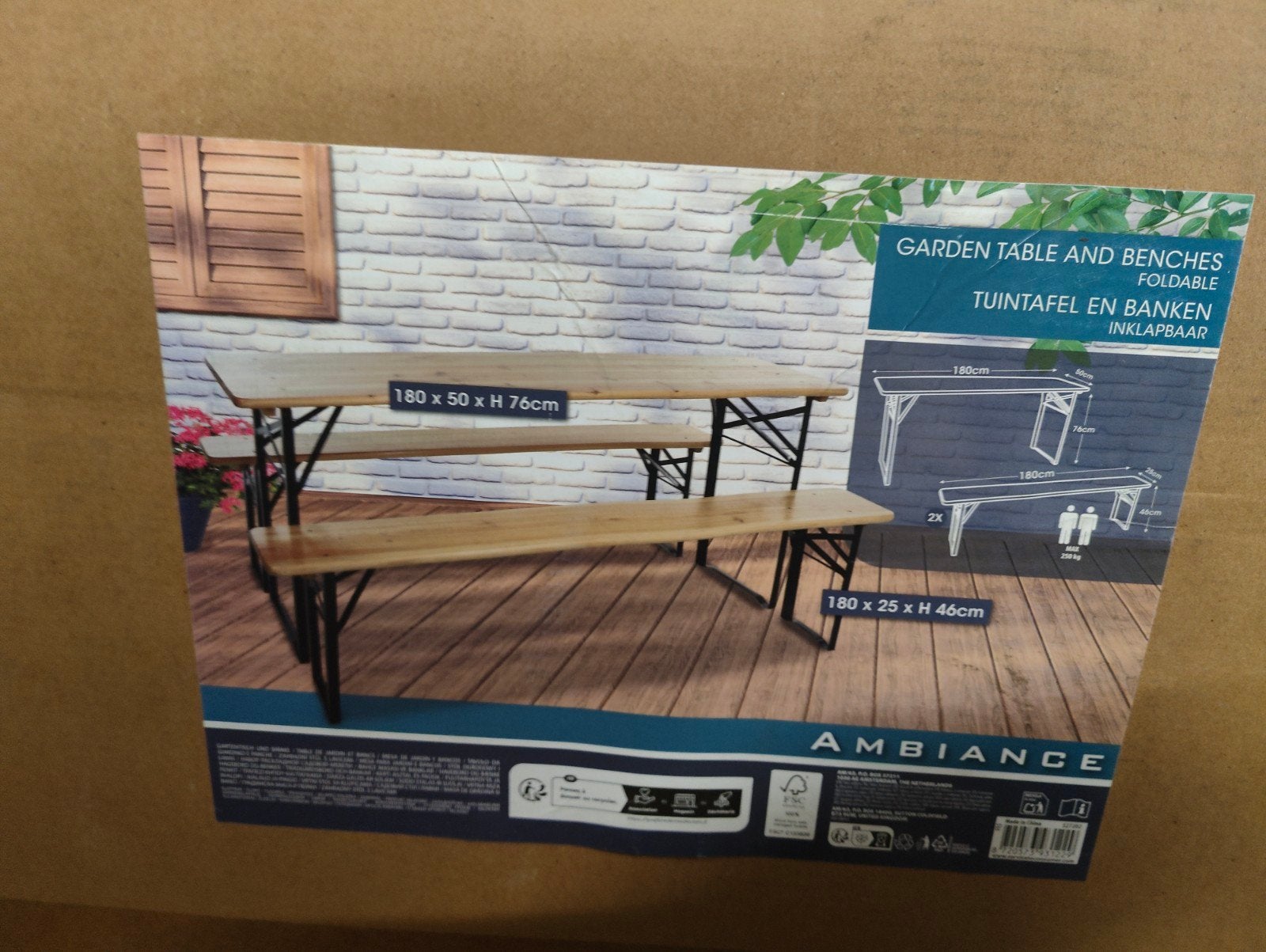 Nieuwe tuinset nog in doos, Jardin & Terrasse, Enlèvement, Bois