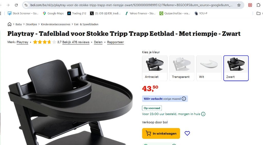 Tafelblad Tripp Trapp, Ophalen, Zo goed als nieuw, Aanschuifbaar