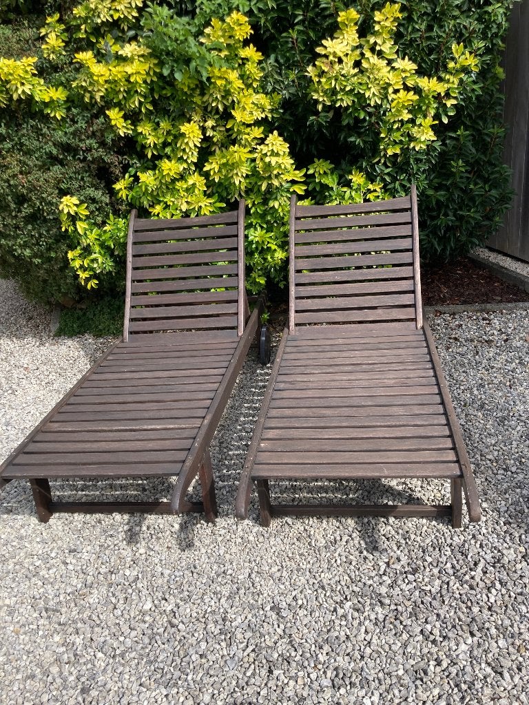 Houten ligzetels Tuin, Ophalen, Gebruikt, Verrijdbaar