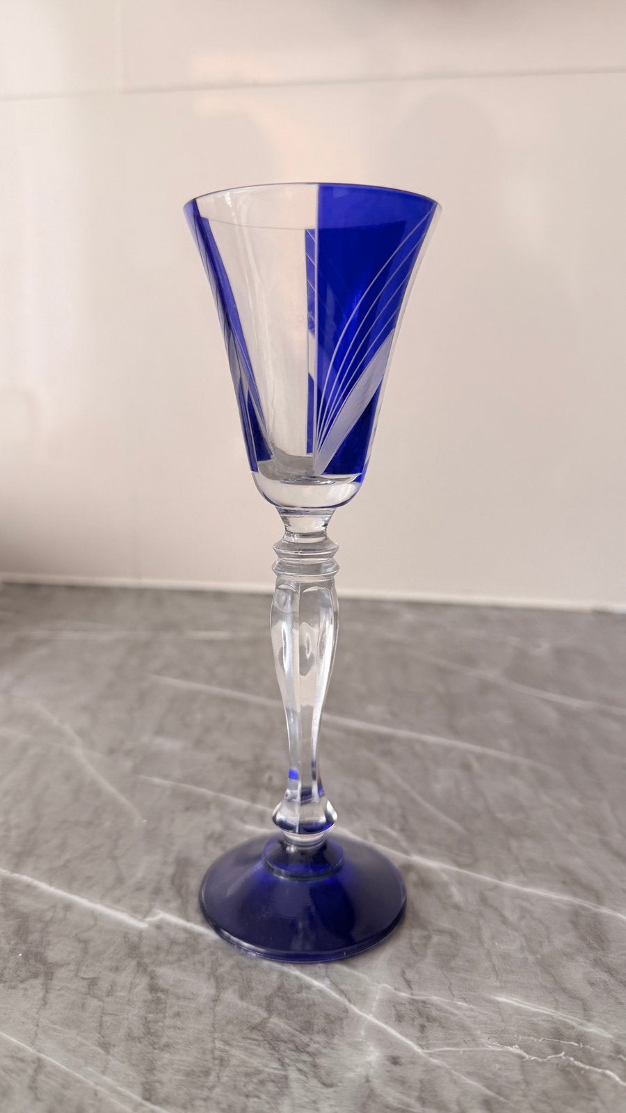 Verres en cristal doublé bleu cobalt, Antiquités & Art, Enlèvement ou Envoi