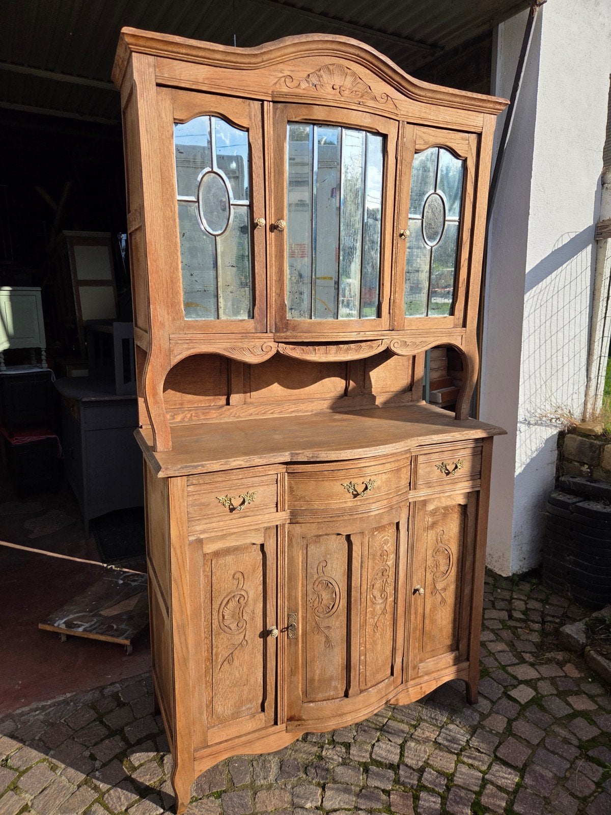 Superbe ancien vaisselier massif,  décapé.  Art Nouveau, Enlèvement