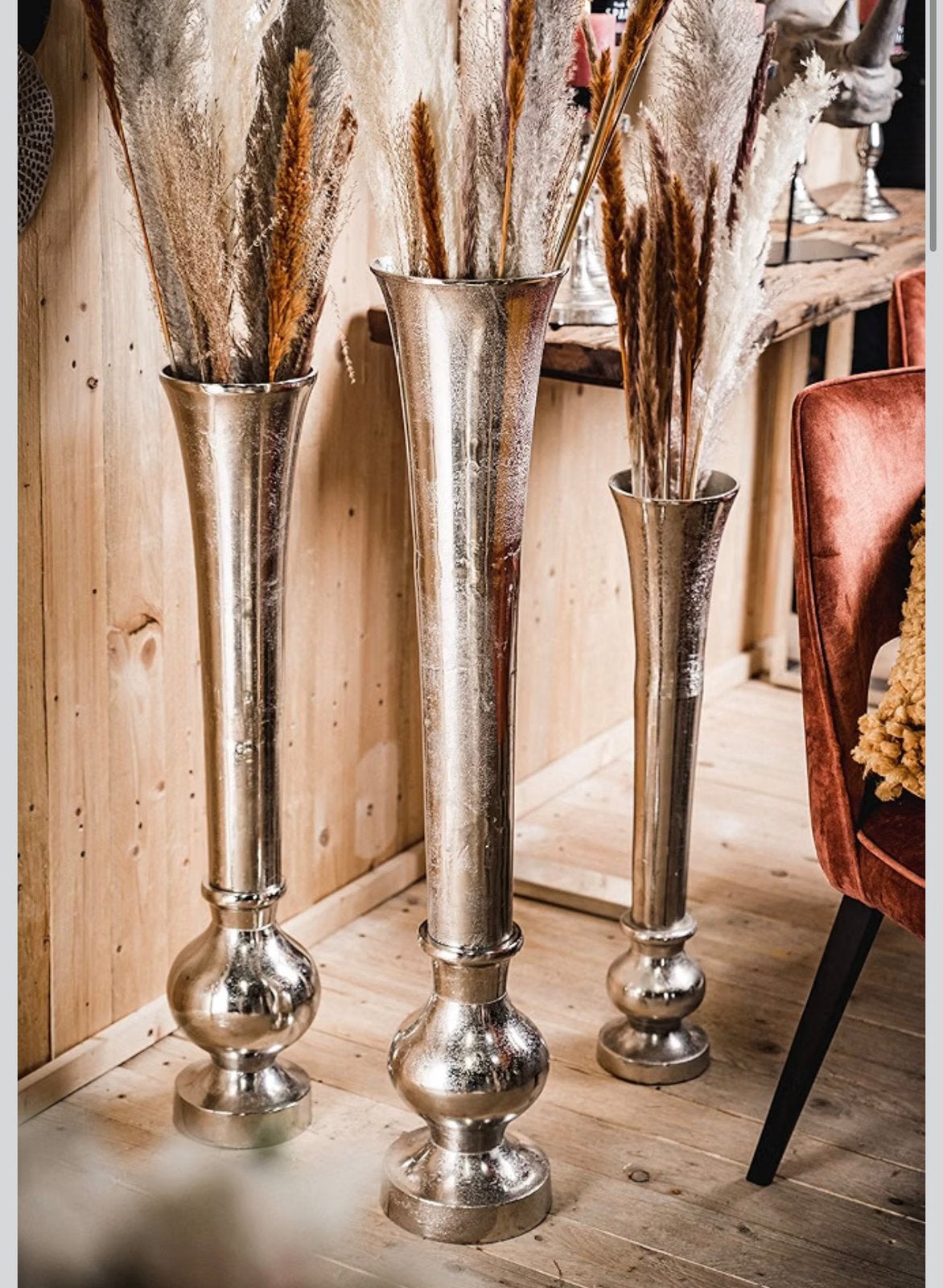 Vase de sol de luxe en aluminium argenté — Michael Noll, Maison & Meubles, Accessoires pour la Maison | Vases, Enlèvement, Comme neuf