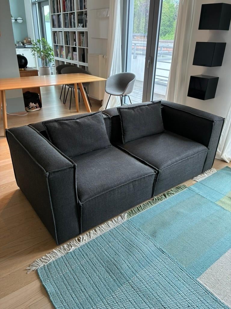 Canapé 3 places en tissu anthracite, Maison & Meubles, Canapés | Salons, Contemporain, Enlèvement, Utilisé, Tissus