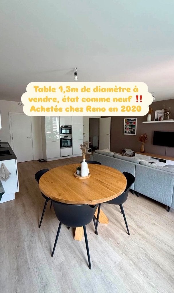 Table en chêne, 100 à 150 cm, Cinq personnes ou plus, Rond, Comme neuf