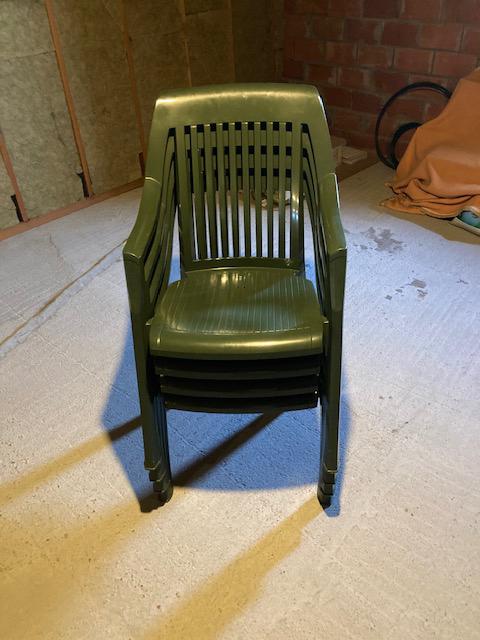 Set van 4 stapelbare tuinstoelen, Tuin en Terras, Ophalen, Gebruikt, Kunststof
