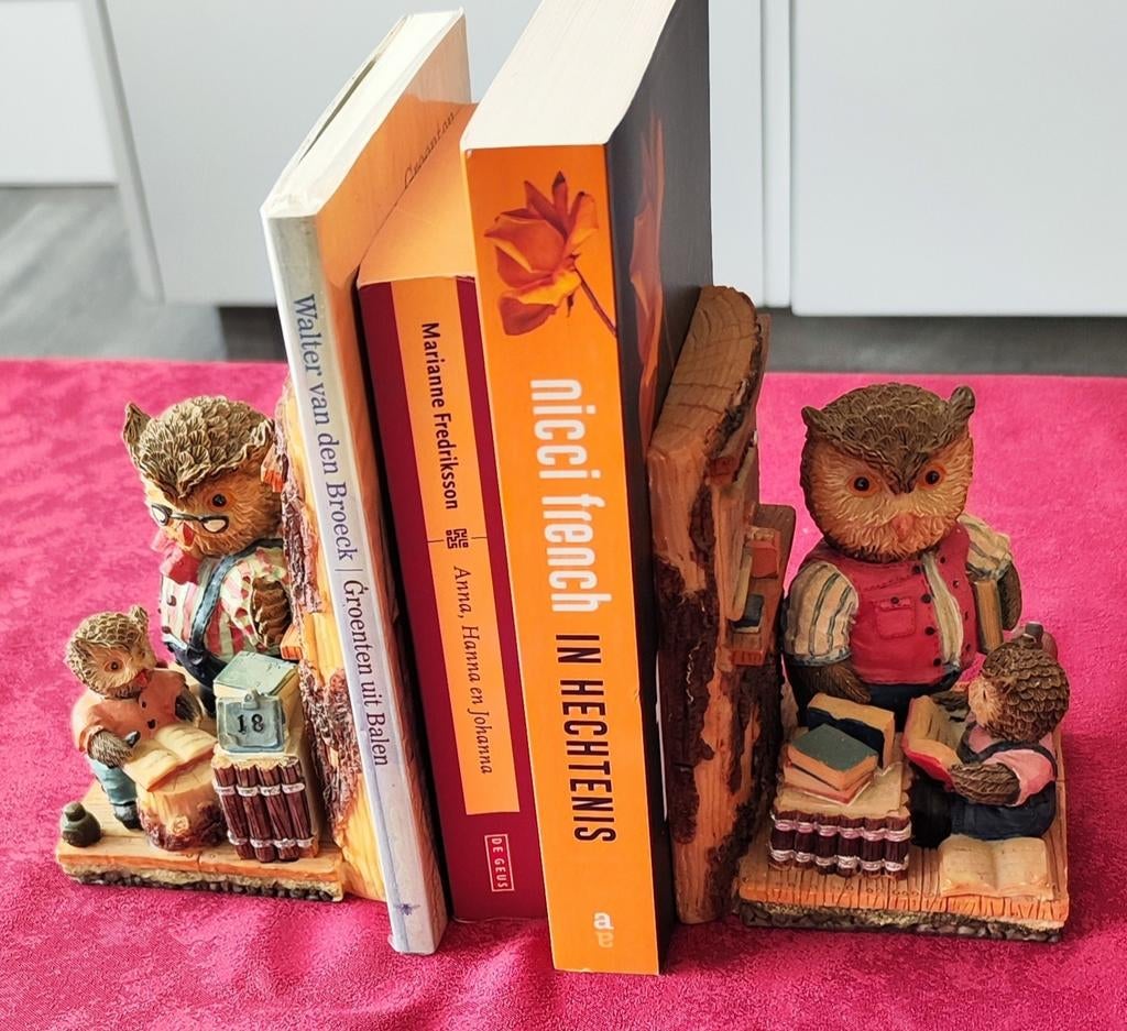 2 stenen boekensteunen "Wijze Uil", Verzamelen, Ophalen