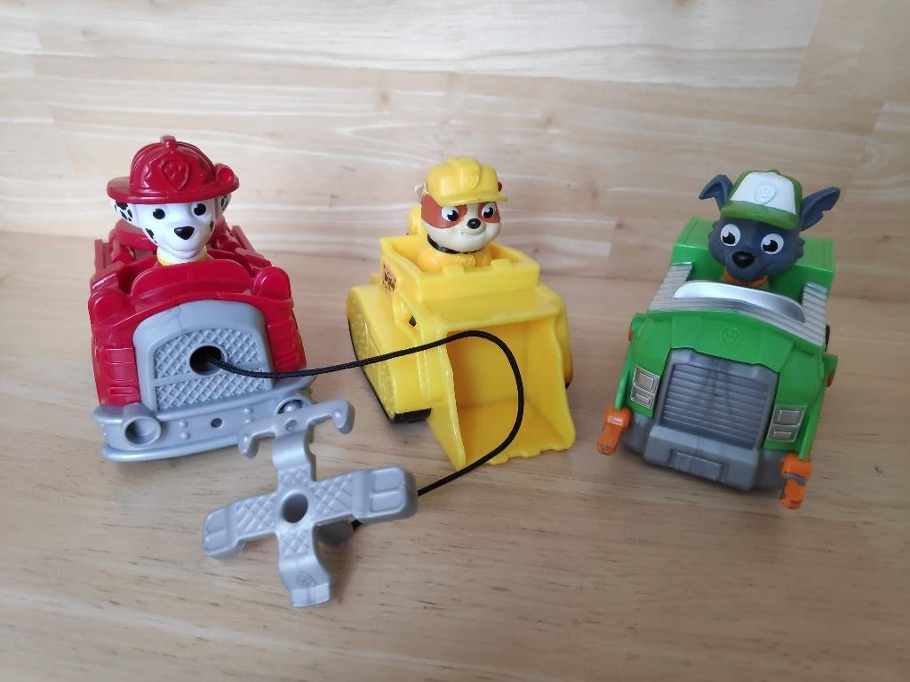 3 paw patrol voertuigen met pup, Ophalen, Zo goed als nieuw