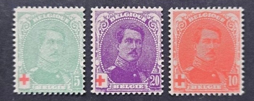 Belgique : COB 129/31 ** Croix-Rouge 1914., Sans timbre, Neuf, Enlèvement ou Envoi, Non oblitéré