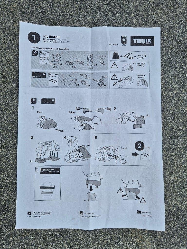 Thule KIT 186096, dakdrager voetset voor Skoda Enyaq/Octavia, Ophalen, Nieuw