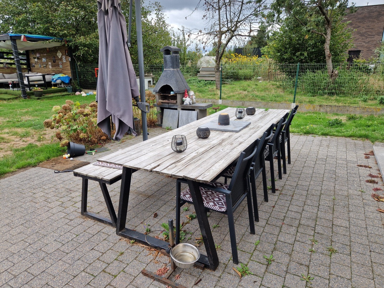 tuintafel met bank voor 10 personen, Tuin en Terras, Ophalen, Bank