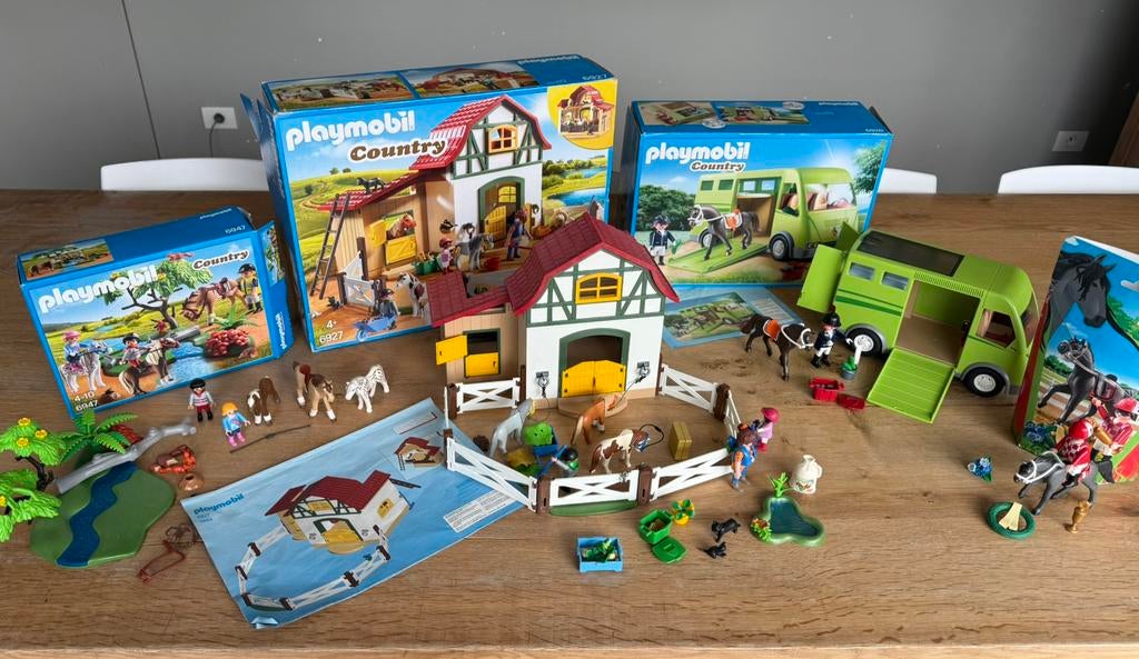 Playmobil 4 sets paarden/ pony boerderij, trailer, Enlèvement, Utilisé