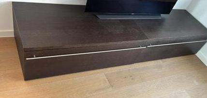 TV-meubel + kast in donker hout – moderne set, Ophalen, Zo goed als nieuw