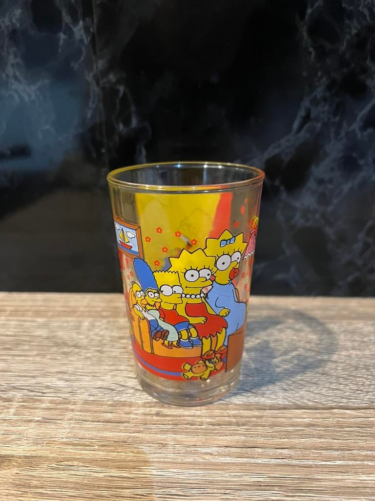 Glas The Simpsons 1999 Amora, Verzamelen, Glas en Drinkglazen, Ophalen, Zo goed als nieuw, Waterglas