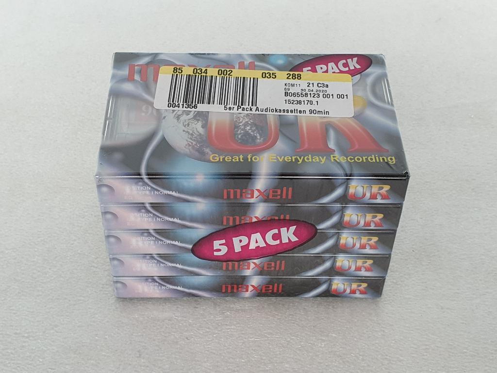 5-pack Maxell UR 90 cassettes (nieuw), Cd's en Dvd's, Cassettebandjes, Ophalen of Verzenden, Nieuw in verpakking, 2 t/m 25 bandjes