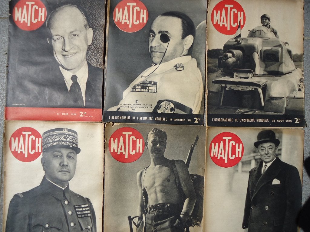 6x PARIS-MATCH 1939-1940 wereldoorlog WW II soldaten oorlog, Ophalen of Verzenden