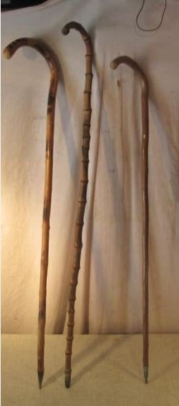 3 Retro Houten Wandelstokken, Ophalen of Verzenden, Zo goed als nieuw
