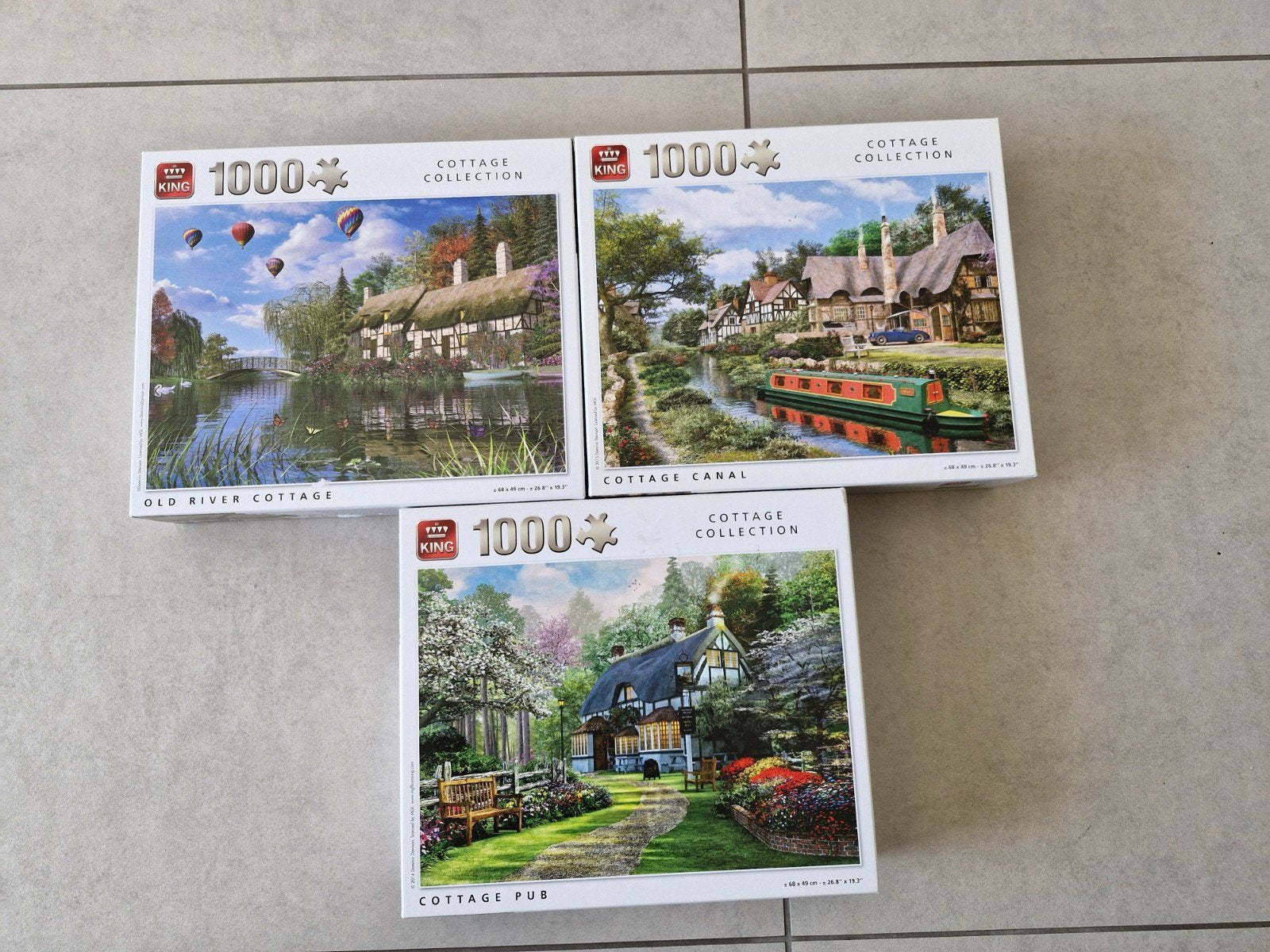 puzzels King Cottage Collection 1000st €3/st of €7,50/3 st, Enlèvement ou Envoi, 500 à 1500 pièces, Puzzle