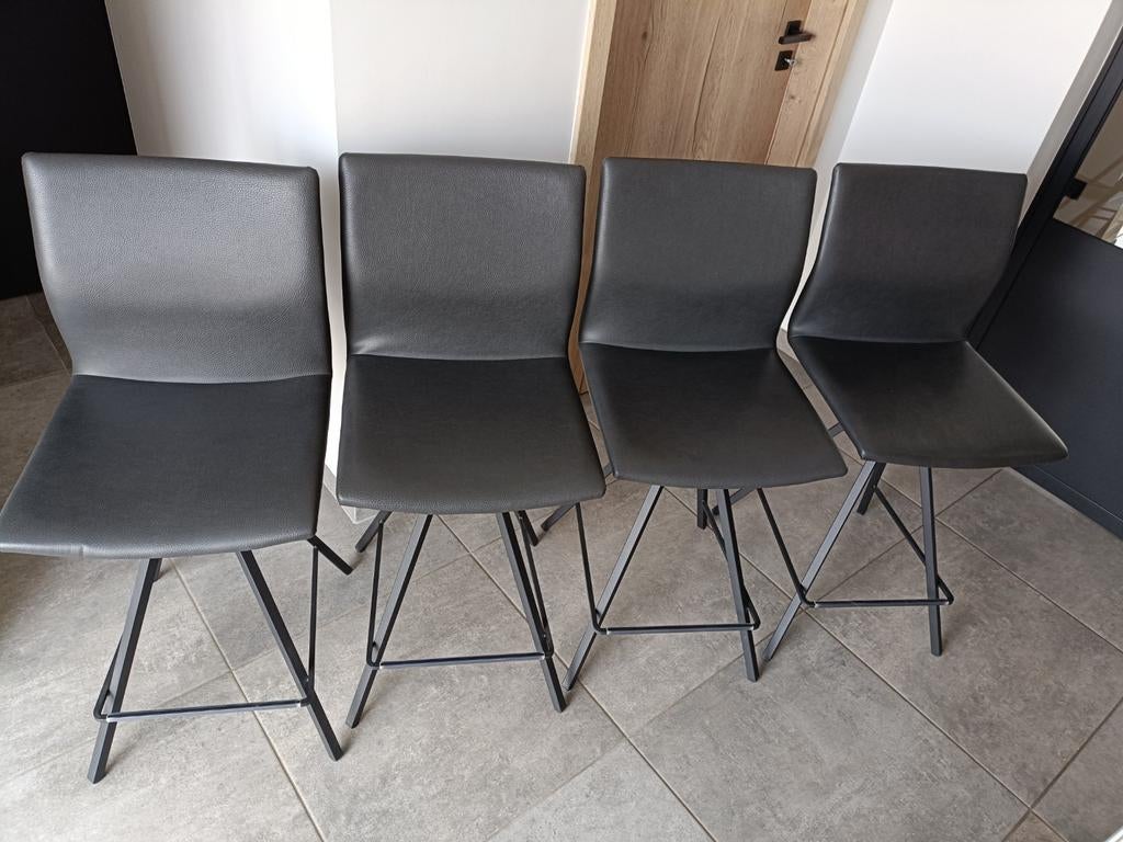Chaises hautes gris anthracite, Maison & Meubles, Tabourets de bar, Avec repose-pieds, Métal, 4 tabourets, Comme neuf