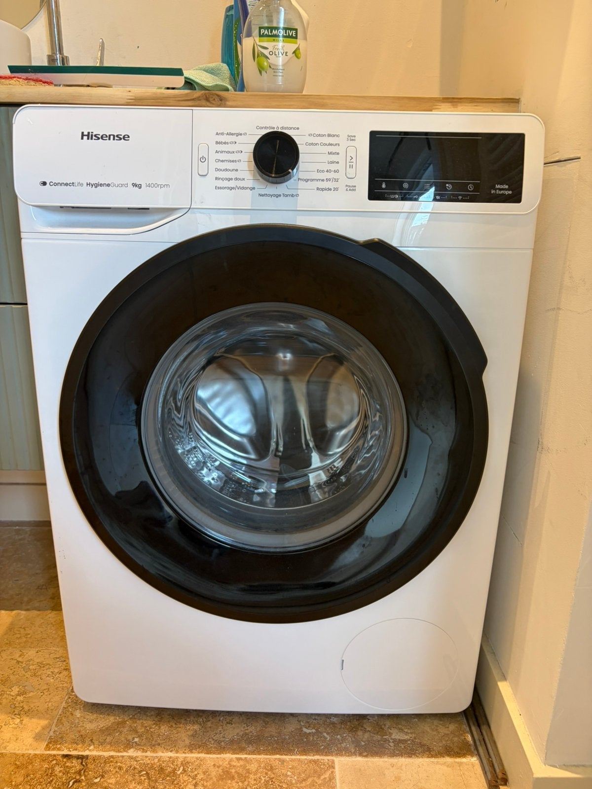 Lave-linge Hisense 9 kg – 1400 tr/min – Très bon état, Ophalen, Zo goed als nieuw